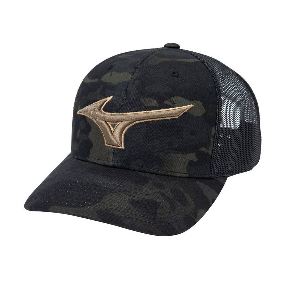 Mizuno Men's Diamond Trucker Baseball Hat Black Camo (370273-ADM)